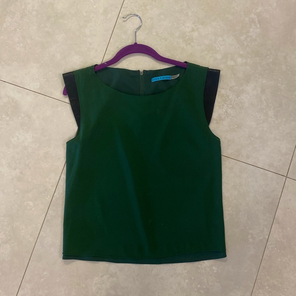 A+O blouse with leather detail